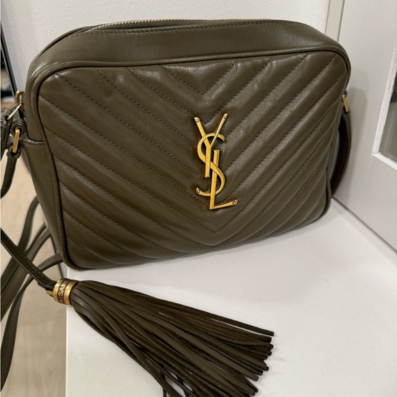Saint Laurent Lou Monogram Quilted Camera Crossbody Bag- Olive - Picture 3 of 10